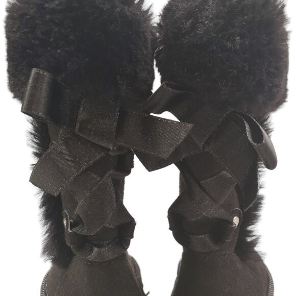 Jumping Beans Girls Black Slip on Boots with Bow Size 5 Toddler Winter Boots - Picture 6 of 14